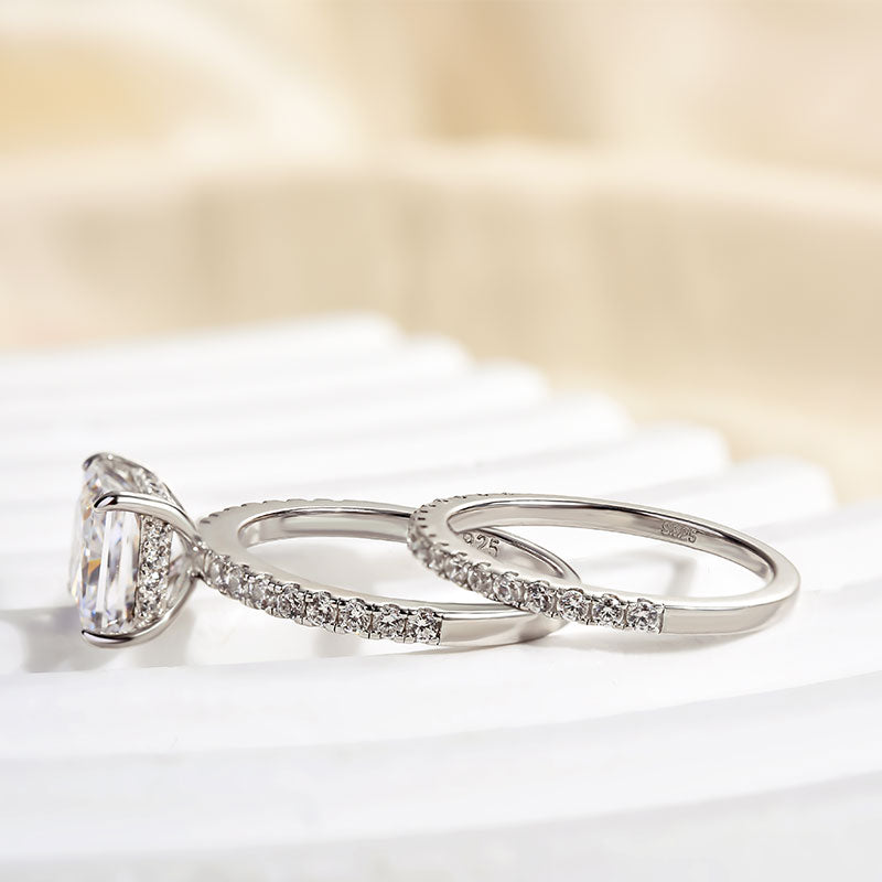 Louily Elegant Square 2 Ct Princess Cut Wedding Ring Set For Women In Sterling Silver