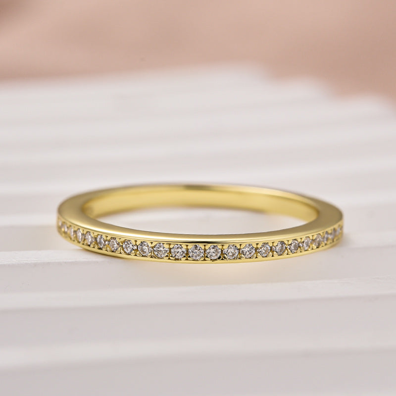 Louily Moissanite Yellow Gold Channel Set Half Wedding Band