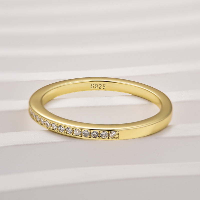 Louily Moissanite Yellow Gold Channel Set Half Wedding Band
