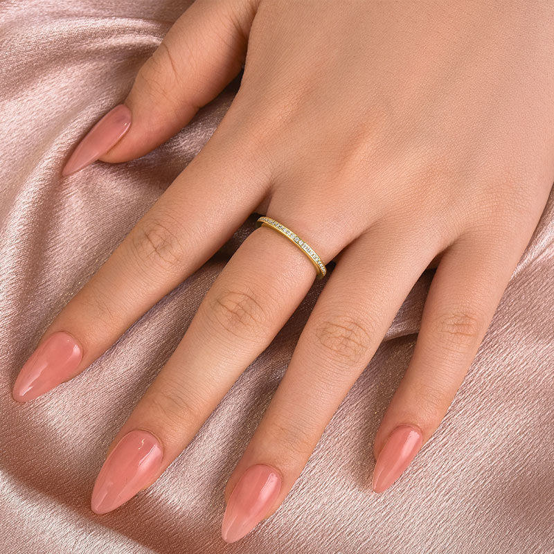 Louily Moissanite Yellow Gold Channel Set Half Wedding Band