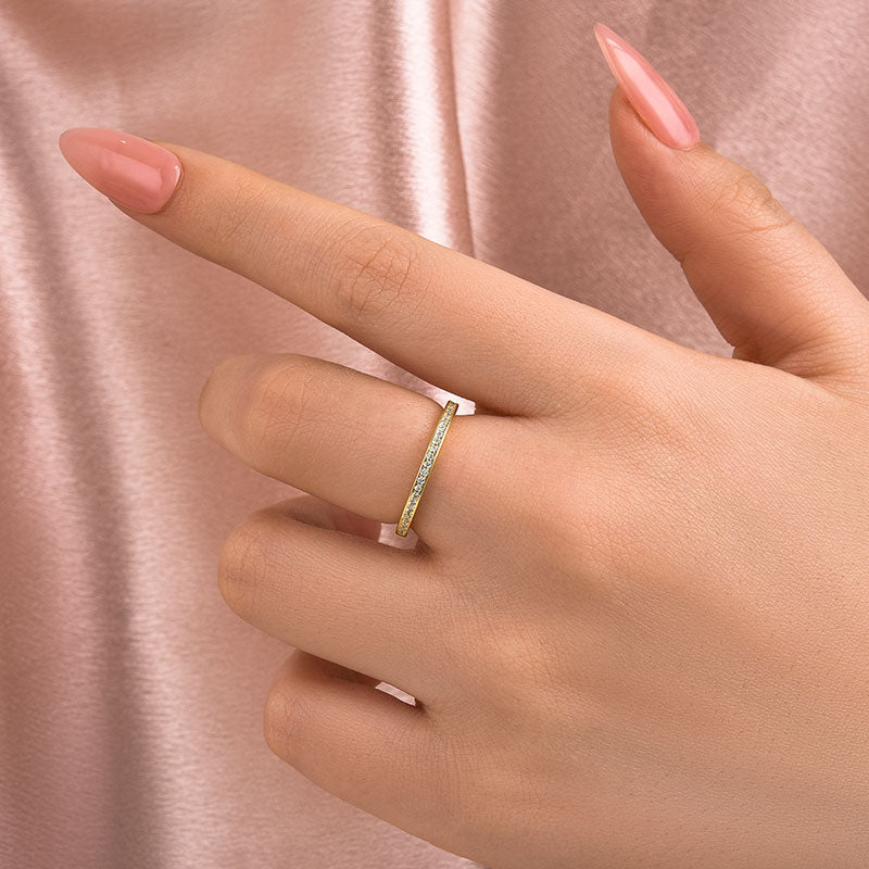 Louily Moissanite Yellow Gold Channel Set Half Wedding Band