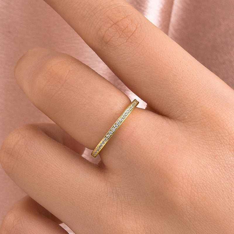 Louily Moissanite Yellow Gold Channel Set Half Wedding Band