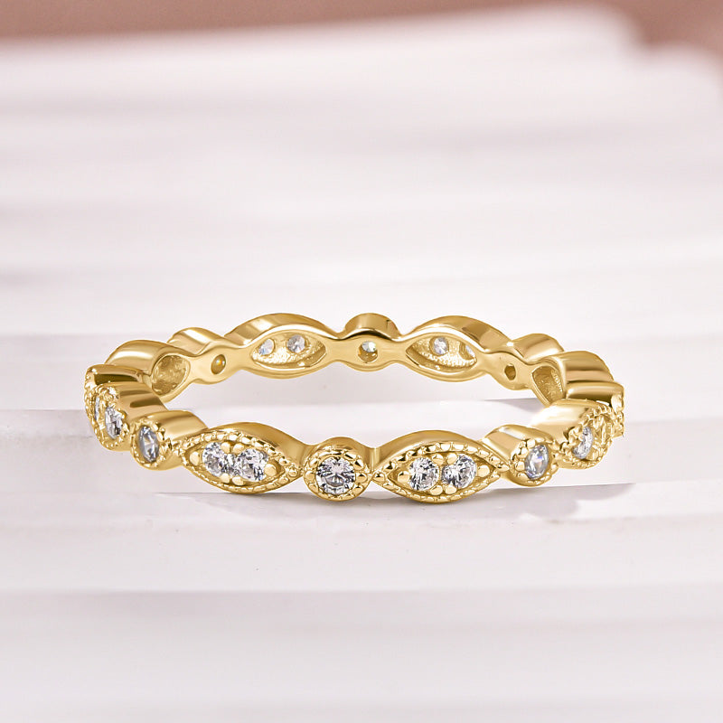 Moissanite 0.3Ct White Gold Pavé Eternity Wedding Ring