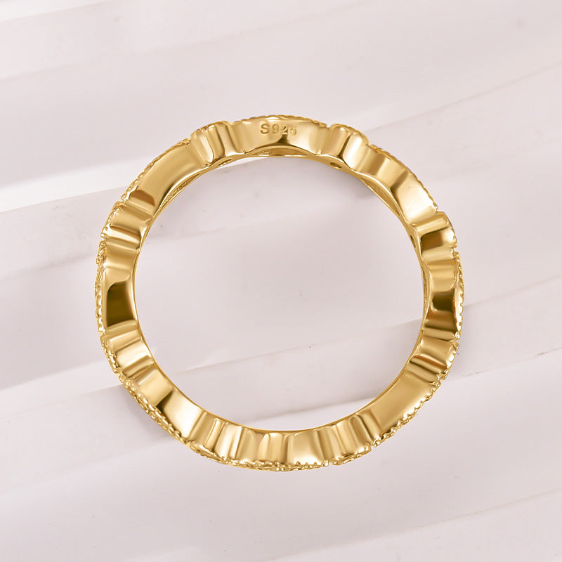 Moissanite 0.3Ct White Gold Pavé Eternity Wedding Ring