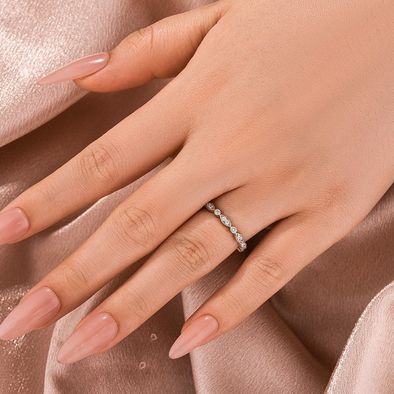 Moissanite 0.3Ct White Gold Pavé Eternity Wedding Ring