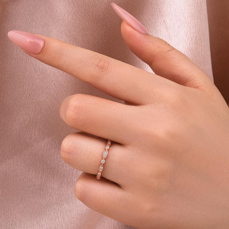 Moissanite 0.3Ct White Gold Pavé Eternity Wedding Ring