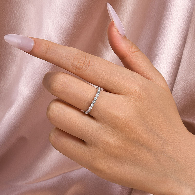 Louily Moissanite 0.5 Ct Round Cut Pave Wedding Band