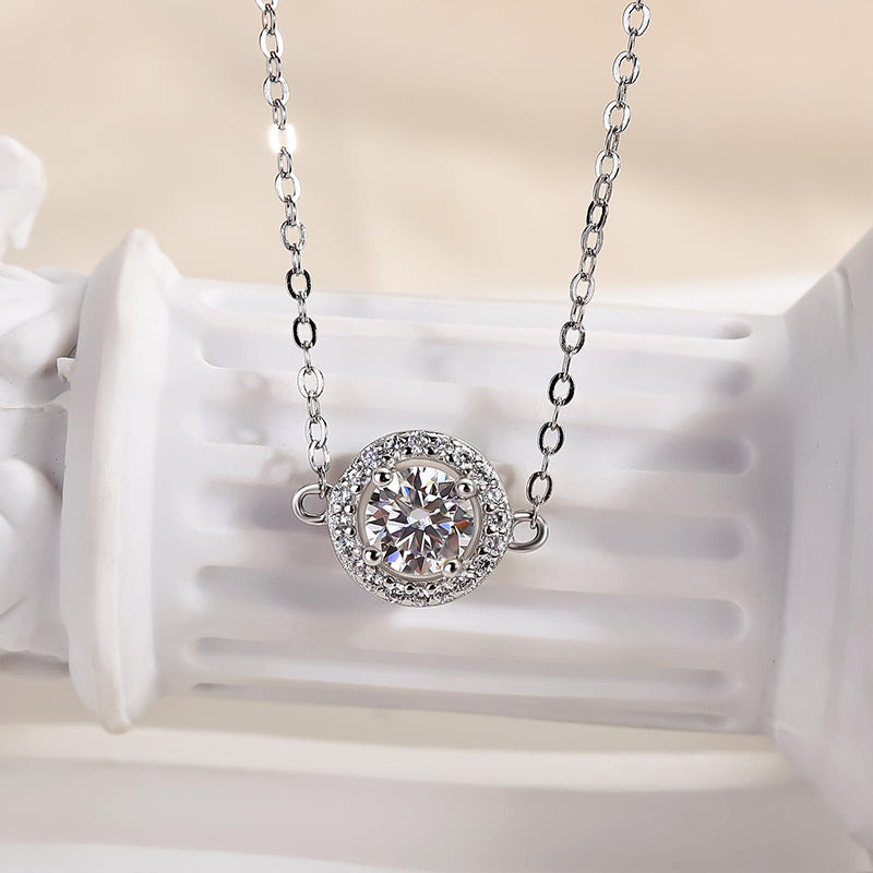 Louily Timeless Moissanite Halo Round Cut Bracelet In Sterling Silver