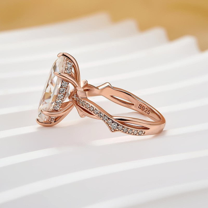 Moissanite 3.0Ct Marquise Cut Twist Engagement Ring In Sterling Silver