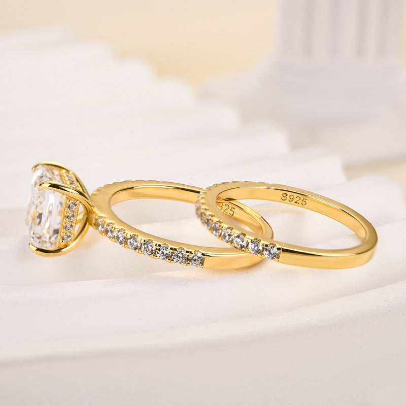 Louily Elegant Square 2 Ct Princess Cut Wedding Ring Set For Women In Sterling Silver