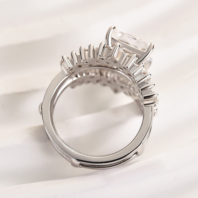 Louily Vintage Square Princess Cut Insert Ring Set For Women