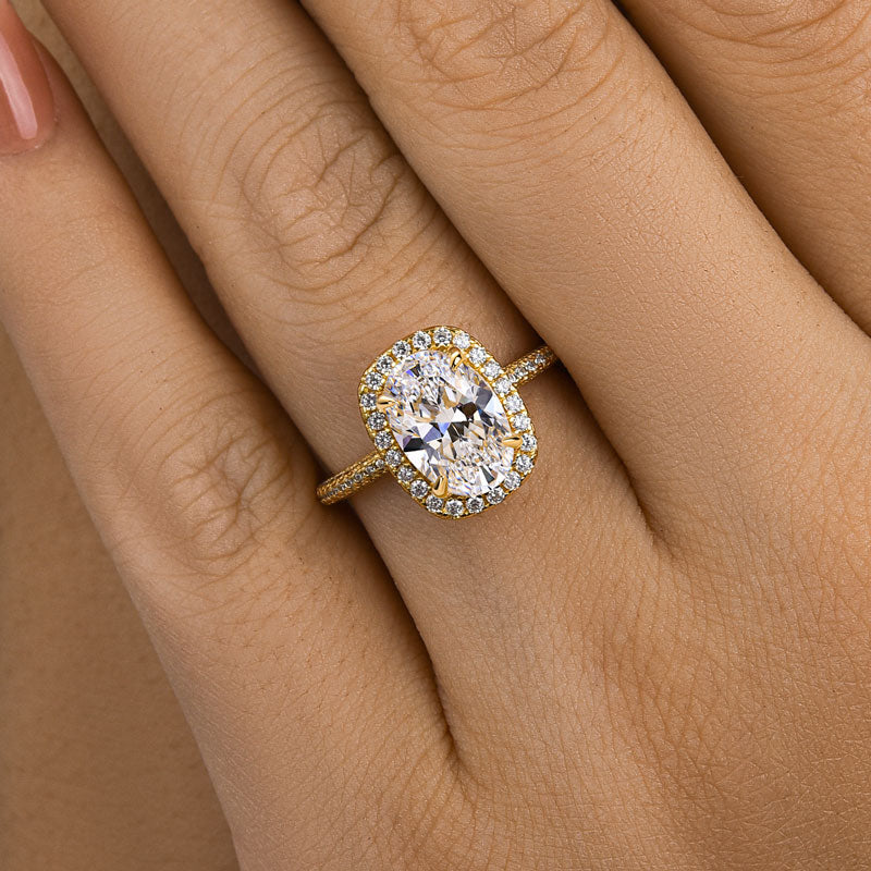 Louily Special Halo Oval Cut Simulated Diamond Engagement Ring