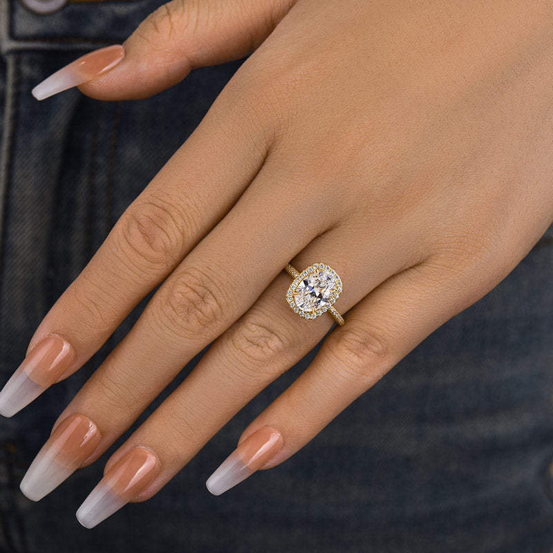 Louily Special Halo Oval Cut Simulated Diamond Engagement Ring