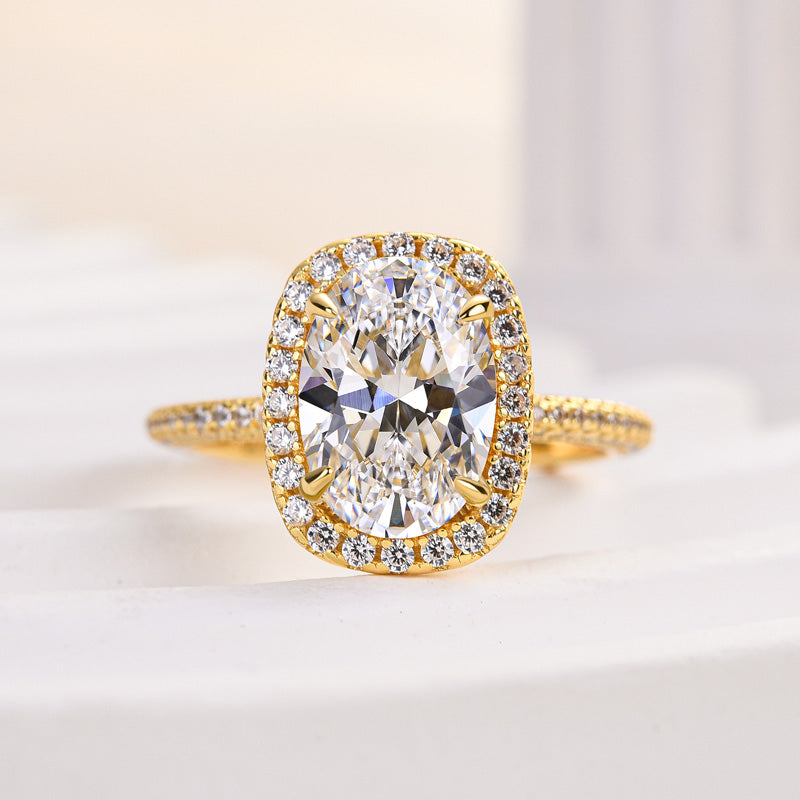 Louily Special Halo Oval Cut Simulated Diamond Engagement Ring