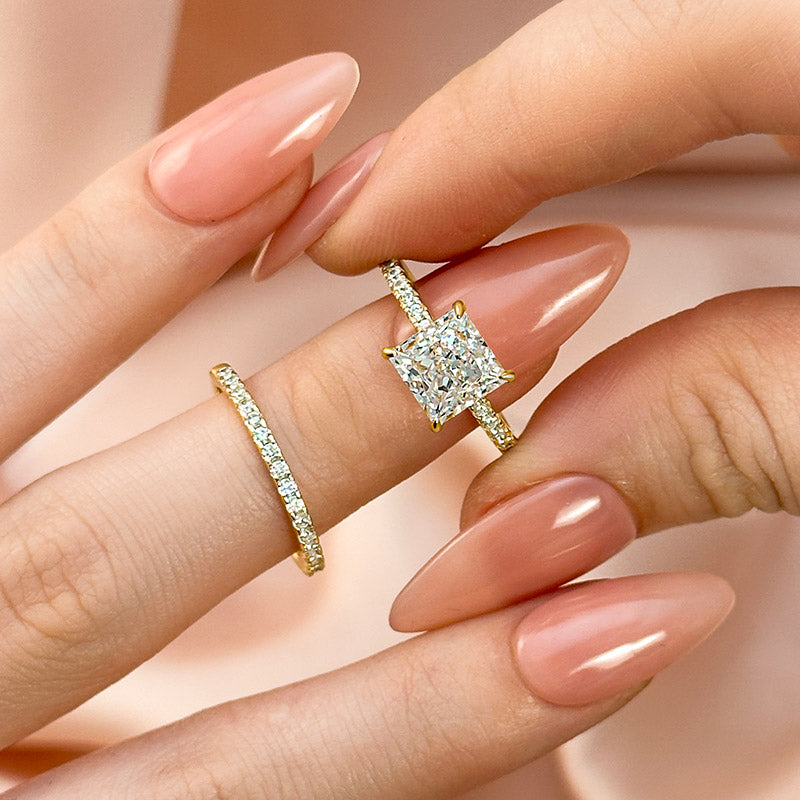 Louily Elegant Square 2 Ct Princess Cut Wedding Ring Set For Women In Sterling Silver