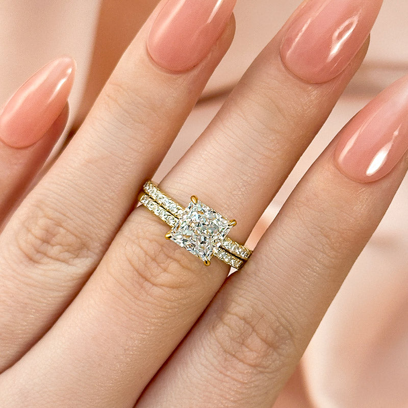 Louily Elegant Square 2 Ct Princess Cut Wedding Ring Set For Women In Sterling Silver