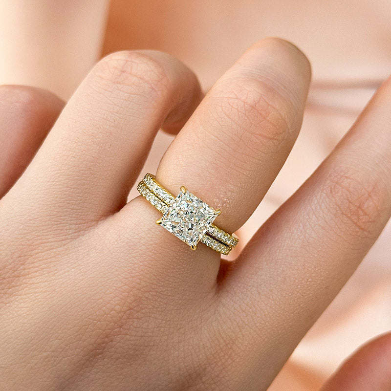 Louily Elegant Square 2 Ct Princess Cut Wedding Ring Set For Women In Sterling Silver